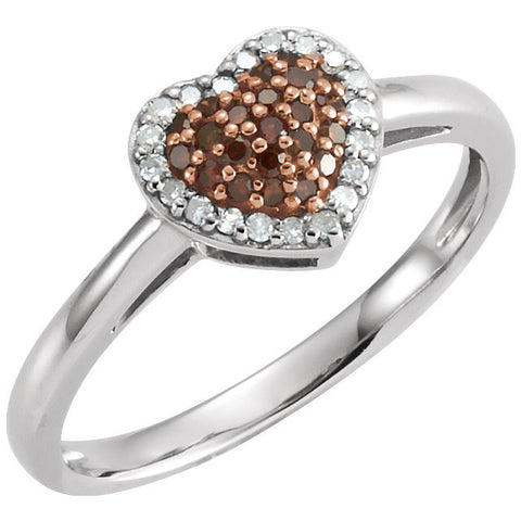14k White Gold 1/5 CTW Diamond Heart Ring, Size 7
