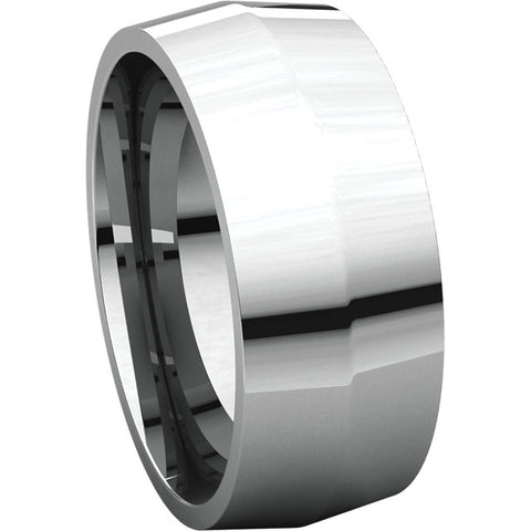 14k White Gold 8mm Knife Edge Comfort Fit Band, Size 12