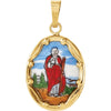 17.00x13.50 mm Porcelain St. Jude Pendant in 14K Yellow Gold