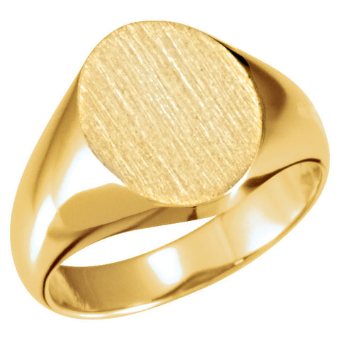 10k Yellow Gold 10x12mm Oval Signet Ring , Size 6
