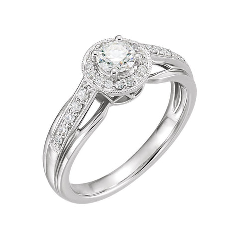 14k White Gold 1/2 CTW Diamond Engagement Ring , Size 7