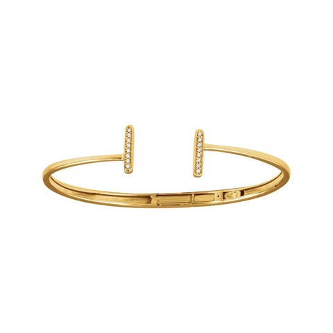 14k Yellow Gold 1/ CTW Diamond Vertical Bar Cuff Bracelet