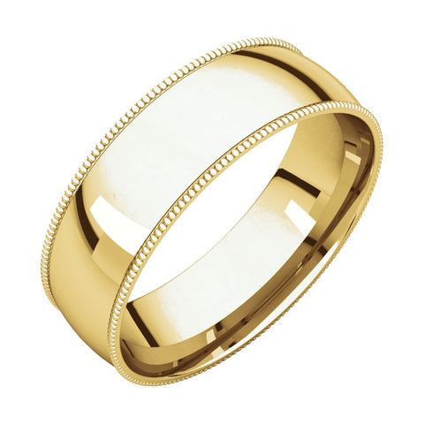 14k Yellow Gold 6mm Light Comfort Fit Milgrain Band , Size 10