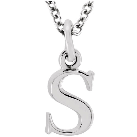 14k White Gold "s" Lowercase Initial 16" Necklace