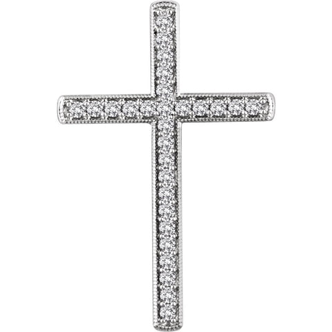14k White Gold 3/4 CTW Diamond Cross Pendant