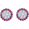 14k White Gold Ruby & 5/8 CTW Diamond Earrings