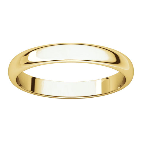 14k Yellow Gold 3mm Half Round Band, Size 5.5