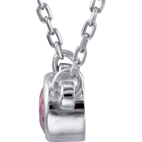 Sterling Silver Pink Tourmaline Bezel 18" Necklace