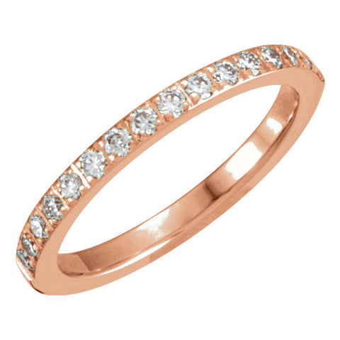 14k Rose Gold 1/3 CTW Diamond Anniversary Band, Size 8