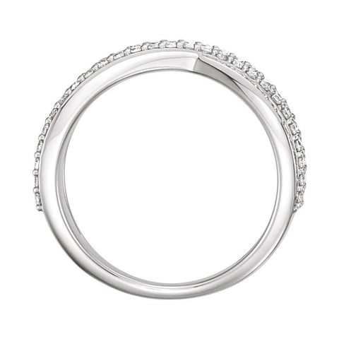 14k White Gold 5/8 CTW Diamond Criss Cross Ring , Size 7