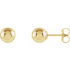 06.00 mm Pair of Ball Earrings with Bright Finish and Backs in 14K Yellow Gold