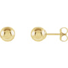 06.00 mm Pair of Ball Earrings with Bright Finish and Backs in 14K Yellow Gold