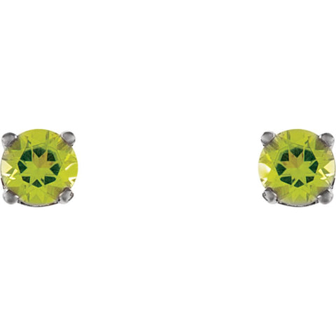 14k White Gold Imitation Peridot Youth Earrings