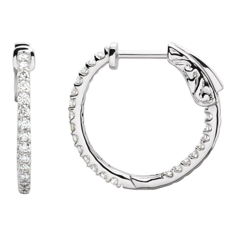 Platinum 1/2 CTW Diamond Inside/Outside Hoop Earrings