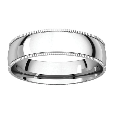 Sterling Silver 5mm Light Comfort Fit Milgrain Band , Size 10