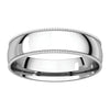 14k White Gold 5mm Light Comfort Fit Milgrain Band , Size 10.5