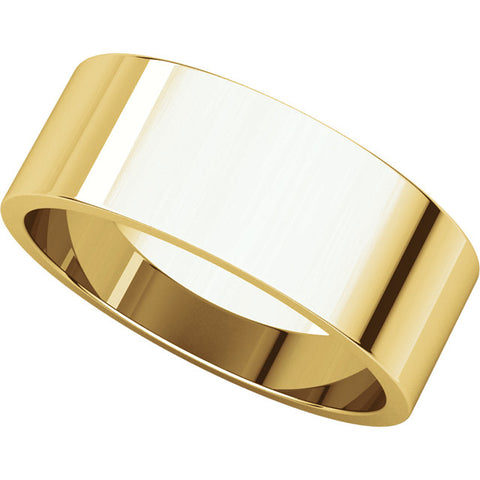 14k Yellow Gold 7mm Flat Band, Size 8