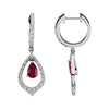 Pair of 1/4 CTTW Genuine Ruby and Diamond Earrings in 14k White Gold