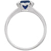 14k White Gold Created Blue Sapphire & .05 CTW Diamond Ring, Size 7