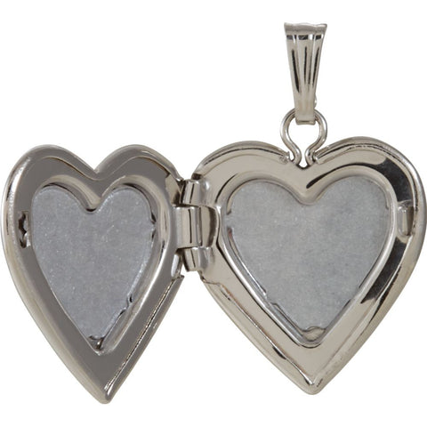 14k White Gold 13.5x12.75mm .010 CTW Diamond Heart Locket