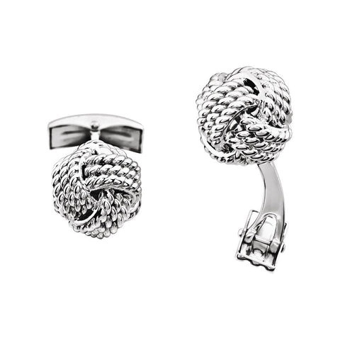 14k White Gold Knot Cuff Links