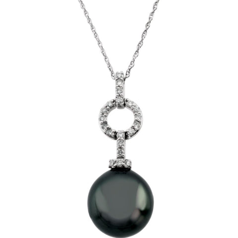 14k White Gold Circle Pendant for Pearl