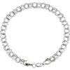 14k White Gold 7.9mm Hollow Double Link Charm 7.25" Bracelet