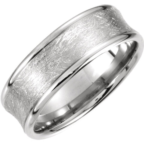 14k White Gold 7.5mm Fancy Carved Band Size 10.00