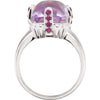 Sterling Silver Rose De France Quartz & Brazilian Garnet Accented Ring, Size 7