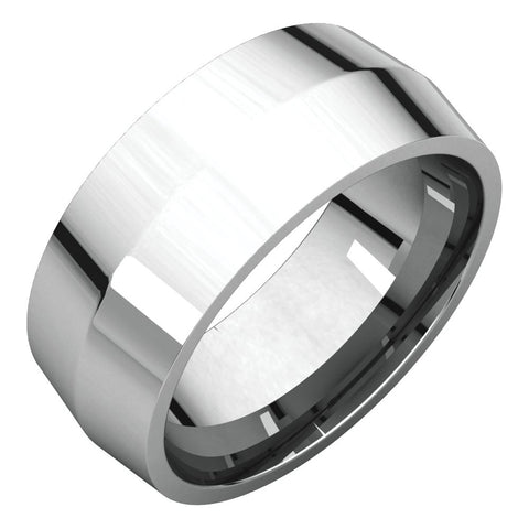 14k White Gold 8mm Knife Edge Comfort Fit Band, Size 12