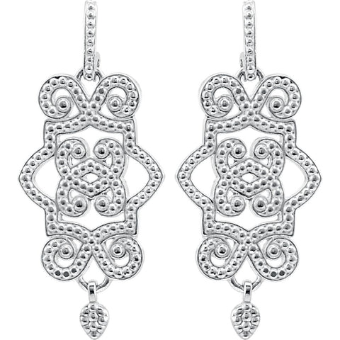 14k White Gold Granulated Design Earrings with Backs