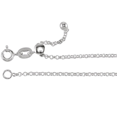 1.50 mm Sterling Silver Adjustable Rolo Chain ( 22-Inch )