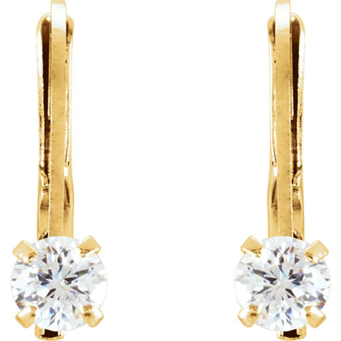14k Yellow Gold Cubic Zirconia Youth Lever Back Earrings