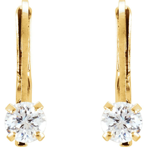 14k Yellow Gold Cubic Zirconia Youth Lever Back Earrings