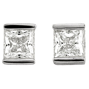 Pair of 05.00x05.00 mm Cubic Zirconia Earrings in Sterling Silver