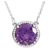 14k White Gold Amethyst & 0.05 ctw. Diamond 16-inch Necklace