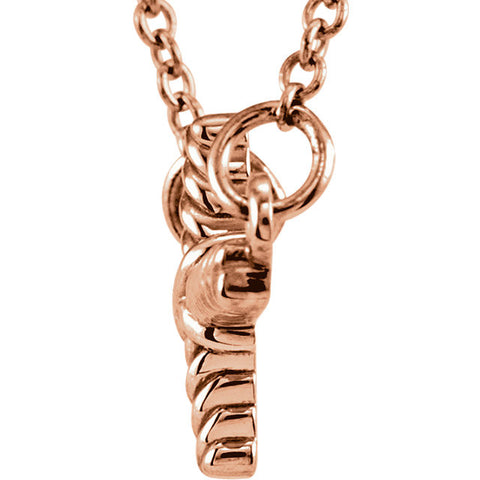14k Rose Gold 8.65x16mm Sideways Rope Cross 16.5" Necklace