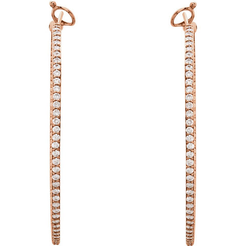 14k Rose Gold 2 3/4 CTW Diamond Inside/Outside Hoops