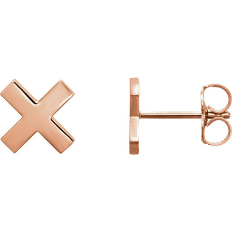 14k Rose Gold "X" Earrings