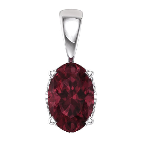 14k White Gold Mozambique Garnet Pendant