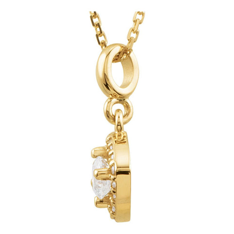 14k Yellow Gold 1/3 CTW Diamond Halo-Style 18" Necklace