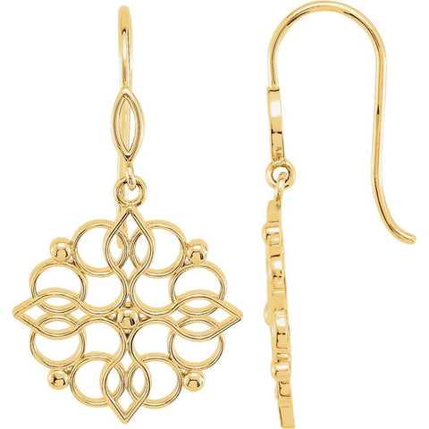 14k Yellow Gold Decorative Earrings