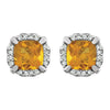 14k White Gold Citrine & 1/10 CTW Diamond Earrings