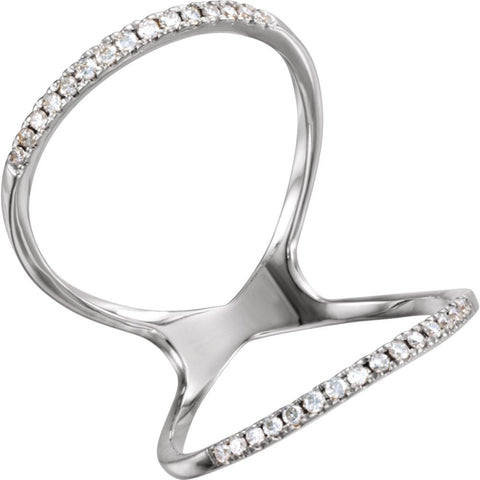 14k White Gold 1/5 CTW Diamond Freeform Ring, Size 7