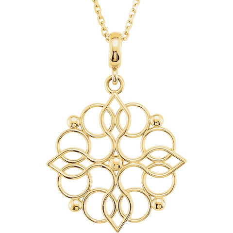 14k Yellow Gold Decorative 18" Necklace