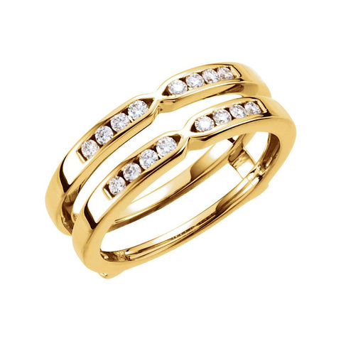 14k Yellow Gold 1/4 CTW Diamond Ring Guard, Size 7