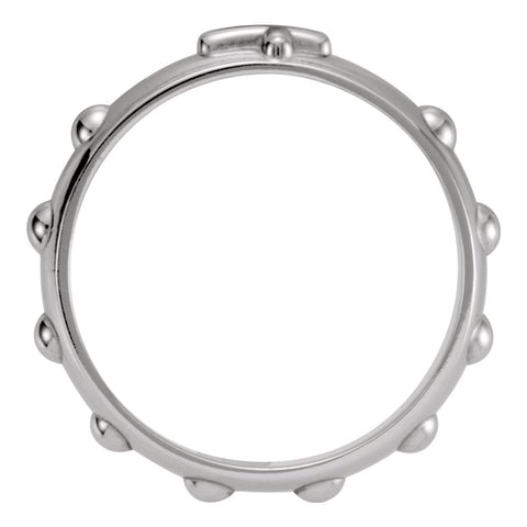 14k White Gold Rosary Ring Size 7