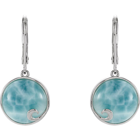 Sterling Silver Larimar Lever Back Earrings