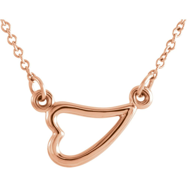 14k Rose Gold Heart 16-18" Adjustable Necklace