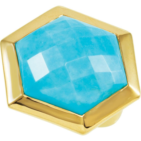 18k Yellow Gold Vermeil Turquoise Ring Size 8